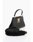Moschino LOVE Solid Color Handbag with Removable Faux Fur Handle