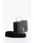 Moschino LOVE Solid Color Handbag with Removable Faux Fur Handle