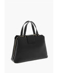 Moschino LOVE Textured Faux Leather Tote Bag with Golden Front Clamp