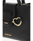 Moschino LOVE Textured Faux Leather Tote Bag with Golden Front Clamp