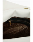Moschino LOVE Faux Leather Bag with Front Monogram and Turn Lock Clos