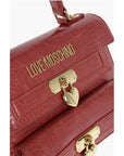 Moschino LOVE Crocodile Printed Faux Leather Hand Bag