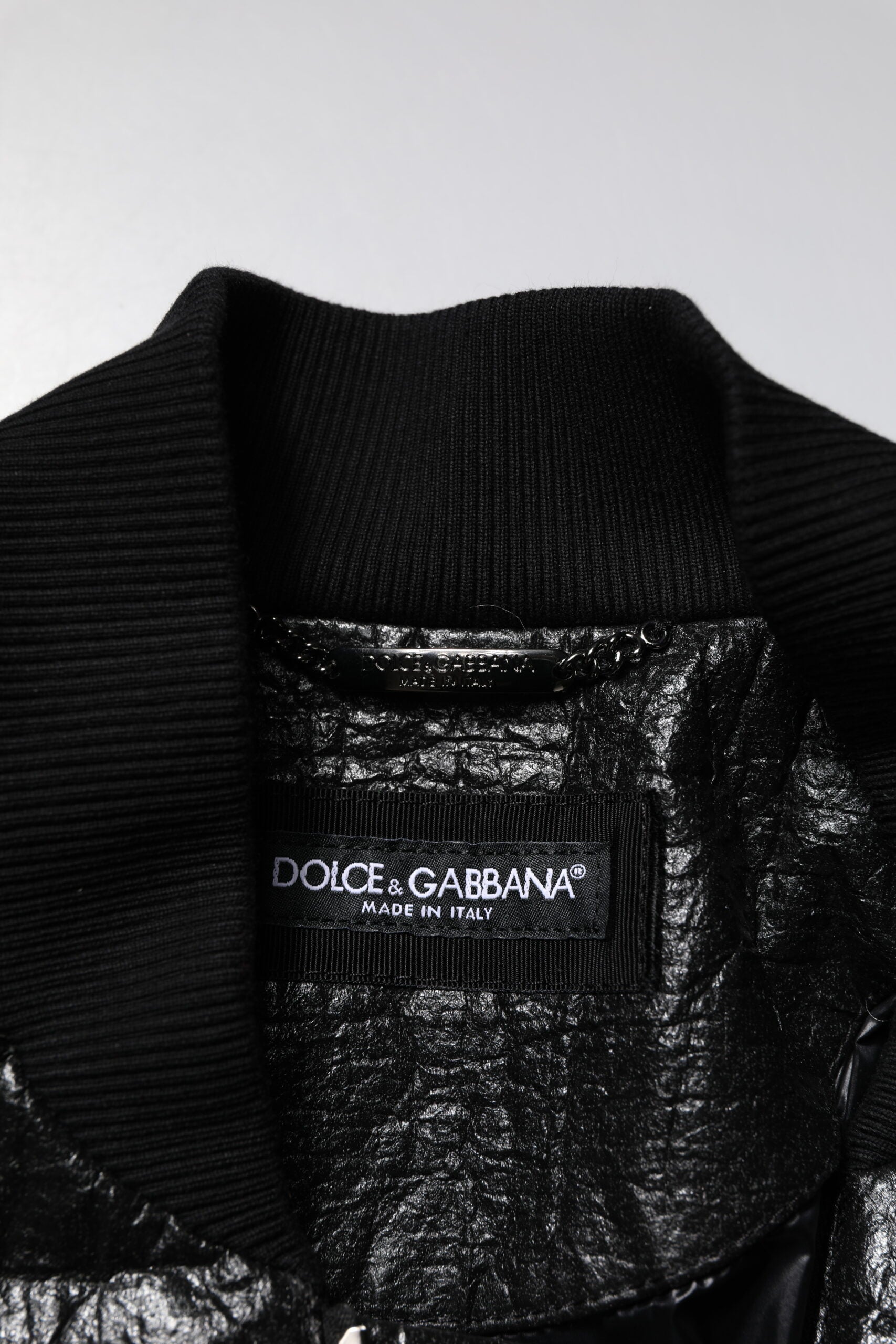 Dolce &amp; Gabbana Black Logo Plaque Bomber Full Zipper Jacket