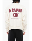 A Paper Kid Cotton Crew-neck Sweatshirt with Printed Contrasting Logo