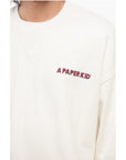 A Paper Kid Cotton Crew-neck Sweatshirt with Printed Contrasting Logo