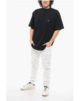 Needles Solid Color Mock-Neck T-Shirt with Butterfly Embroidery