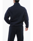 Dior Mock Neck DIOR47 Fleeced Cotton Sweatshirt with Half Zip