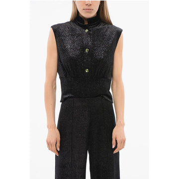 Viktor & Rolf Glittery Velvet Bustier Top