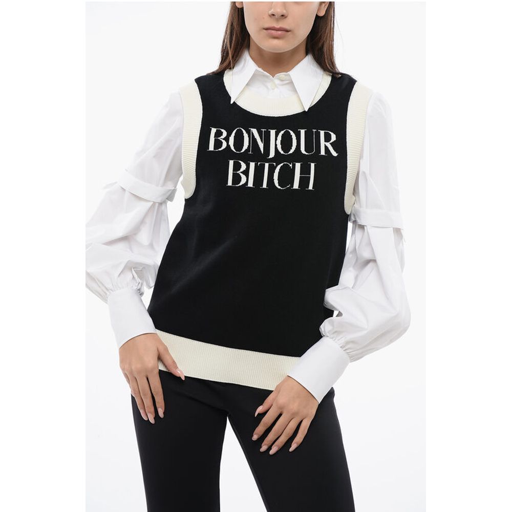 Viktor &amp; Rolf Sleeveless BONJOUR Crewneck Sweater