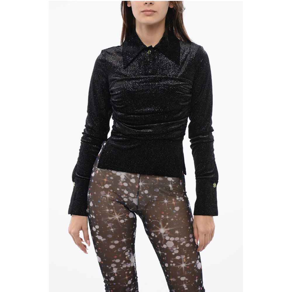 Viktor &amp; Rolf Gathered Waist Velour Glittered Top