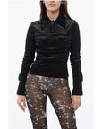 Viktor & Rolf Gathered Waist Velour Glittered Top