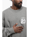 Off-White Solid Color Crewneck Sweatshirt with Embroideries