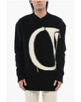 Off-White Crewneck Wool Sweater With Maxi Logo Embroidery
