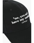 Off-White Cotton QUOTES Cap with Embroidery