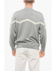 Armani EMPORIO Virgin Wool Sweater with Herringbone Embroidery