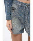 Versace JEANS COUTURE Glittery Denim Shorts