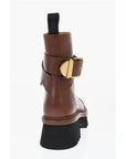 Chloé Leather Boots With Buckle Detail And Tank Sole