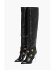 Balmain Leather ALMA Boots with Jewel Buttons