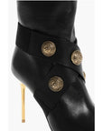 Balmain Leather ALMA Boots with Jewel Buttons