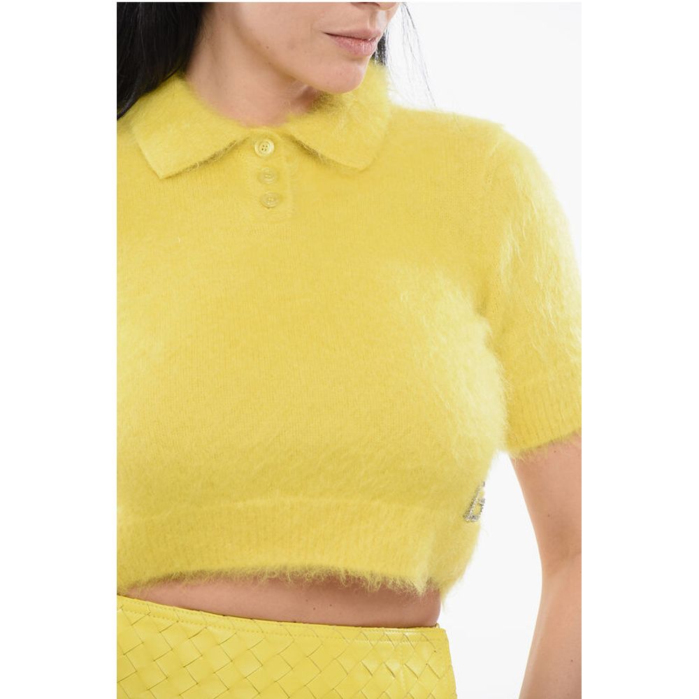 Gucci Mohair Blend Cropped Fit Sweater with Fuzzy Effect
