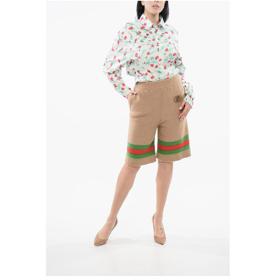 Gucci Iconic Banded Knitted Shorts with Embroidered Logo