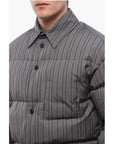Off-White Pinstriped Cotton Padded Reversible Overshirt