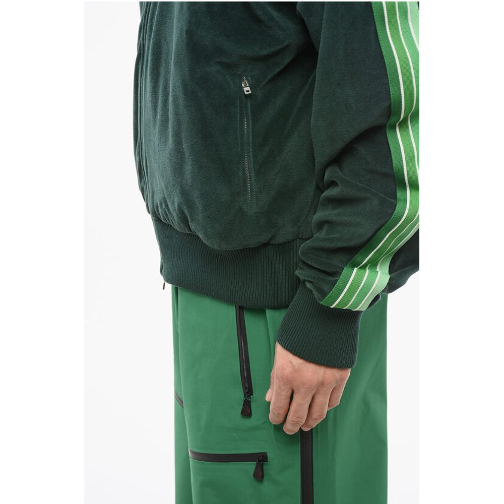 Amiri Velour RAIN FOREST Track Sweatshirt with Tape Side Bands