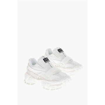 Off-White Solid Color Perforated Fabric Low-Top Sneakers