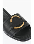 Moncler Leather Sandals with Golden Effect Detail