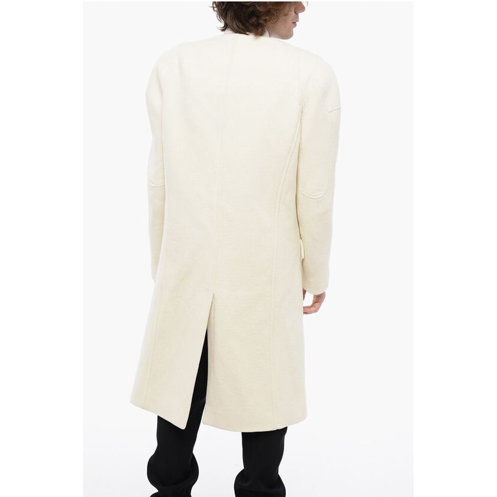 Balmain Wool Blend Slim Fit Coat with Padded Shoulders