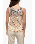 Parosh Mesh Top with Shimmer Effect Application