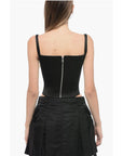 LaQuan Smith Satin Corset Top with Zipped Back