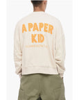 A Paper Kid Brushed Cotton Crew-neck Sweatshirt with Printed Logo