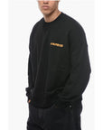 A Paper Kid Brushed Cotton Crew-neck Sweatshirt with Printed Logo