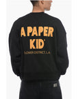 A Paper Kid Brushed Cotton Crew-neck Sweatshirt with Printed Logo