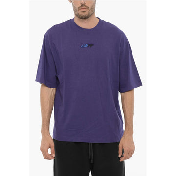 Off-White Cotton Crew-neck t-shirt With Embroidery Logo