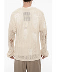 Distressed Effect Perforated V-Neck Sweater