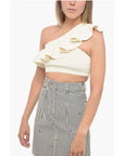 Celine Asymmetric Cropped Top with Ruffles
