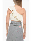 Celine Asymmetric Cropped Top with Ruffles
