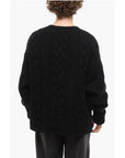 Crew Neck Mohair Blend Aran Pullover