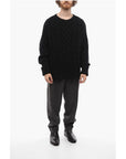 Crew Neck Mohair Blend Aran Pullover