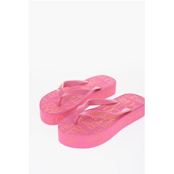 Versace JEANS COUTURE All-OverLogo Flip Flop with Platform 3,5cm