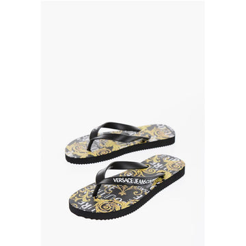 Versace JEANS COUTURE Baroque Printed Rubber Flip Flops