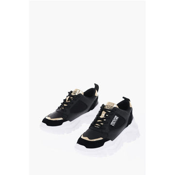 Versace JEANS COUTURE Leather SPEEDTRACK Sneakers with Golden Detail