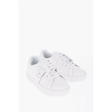 Versace JEANS COUTURE Leather Low-Top Sneakers with Maxi Decorative