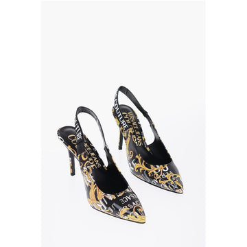 Versace JEANS COUTURE Baroque Motif Faux Leather Slingback 9,5cm