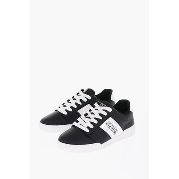 Versace JEANS COUTURE Two-Tone Leather BROOKLYN Low-Top Sneakers wit