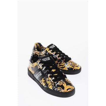 Versace JEANS COUTURE Baroque Motif Patent Leather BROOKLYN Low-Top