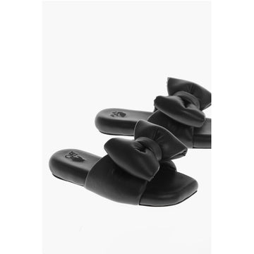 Off-White Padded Leather Bow Sliders