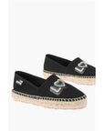Moschino LOVE mesh espadrilles with logo-print and raffia sole